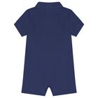 Baby Boys Blue Logo Romper, 1, hi-res