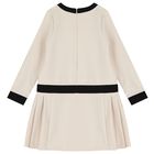 Girls Ivory & Black Pleated Dress, 1, hi-res