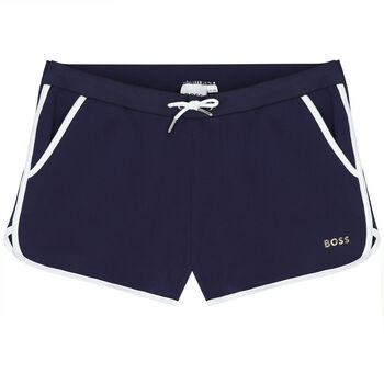 Girls Navy Blue Logo Shorts