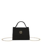 Girls Black Satin Handbag, 2, hi-res