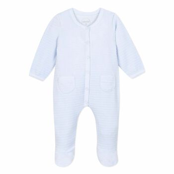 Baby Boys Blue Ribbed Babygrow