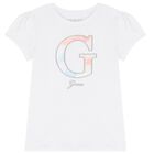 Girls White & Pink Chiffon Skirt Set, 1, hi-res