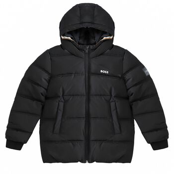 Boys Black Logo Puffer Jacket