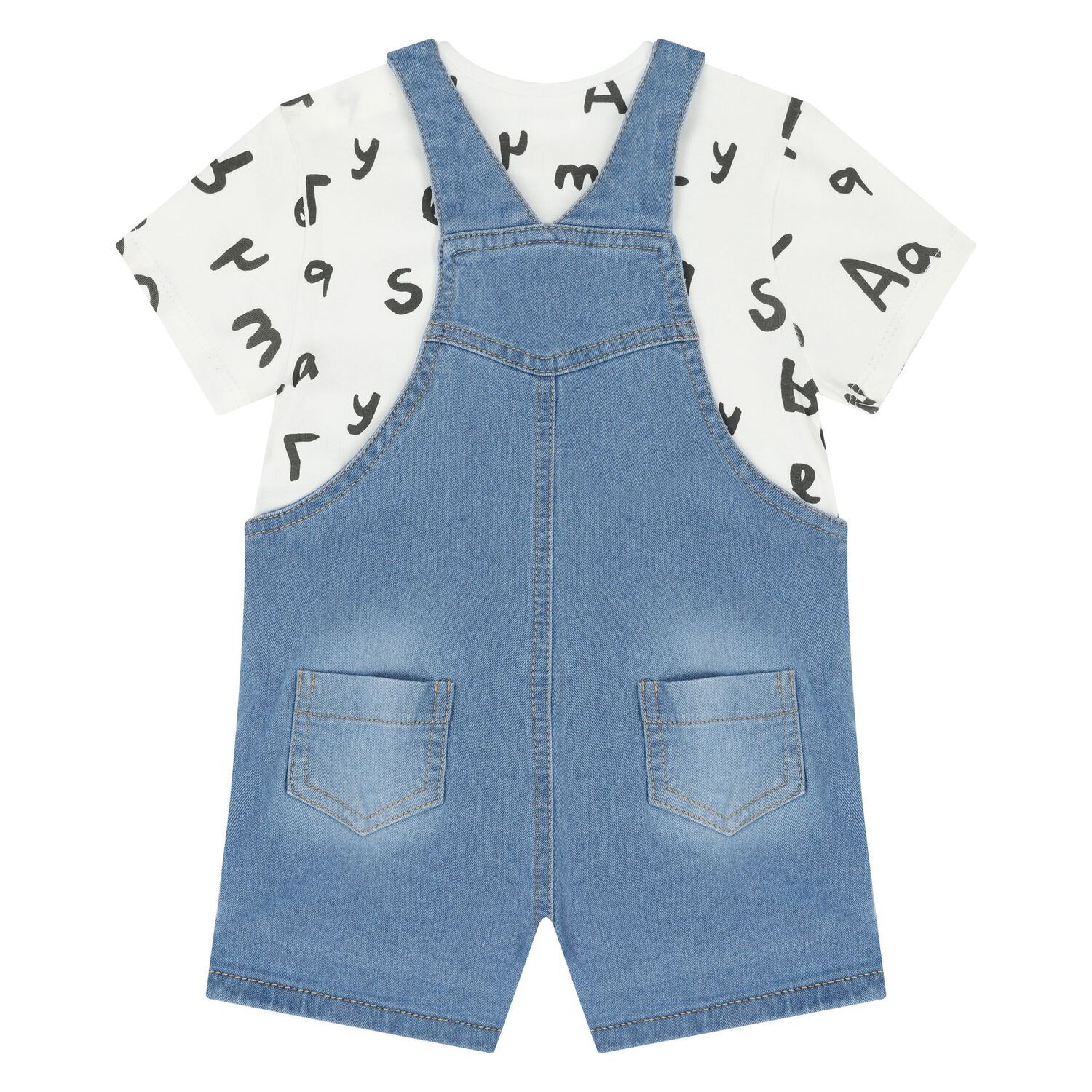 Baby Boys Blue Denim Dungaree Set, 2, hi-res image number null