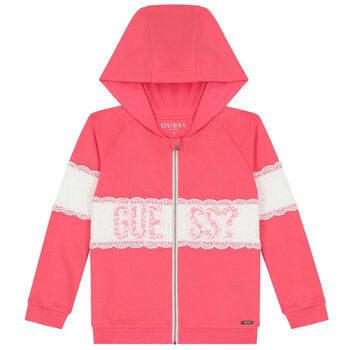 Girls Pink Logo Zip Up Top