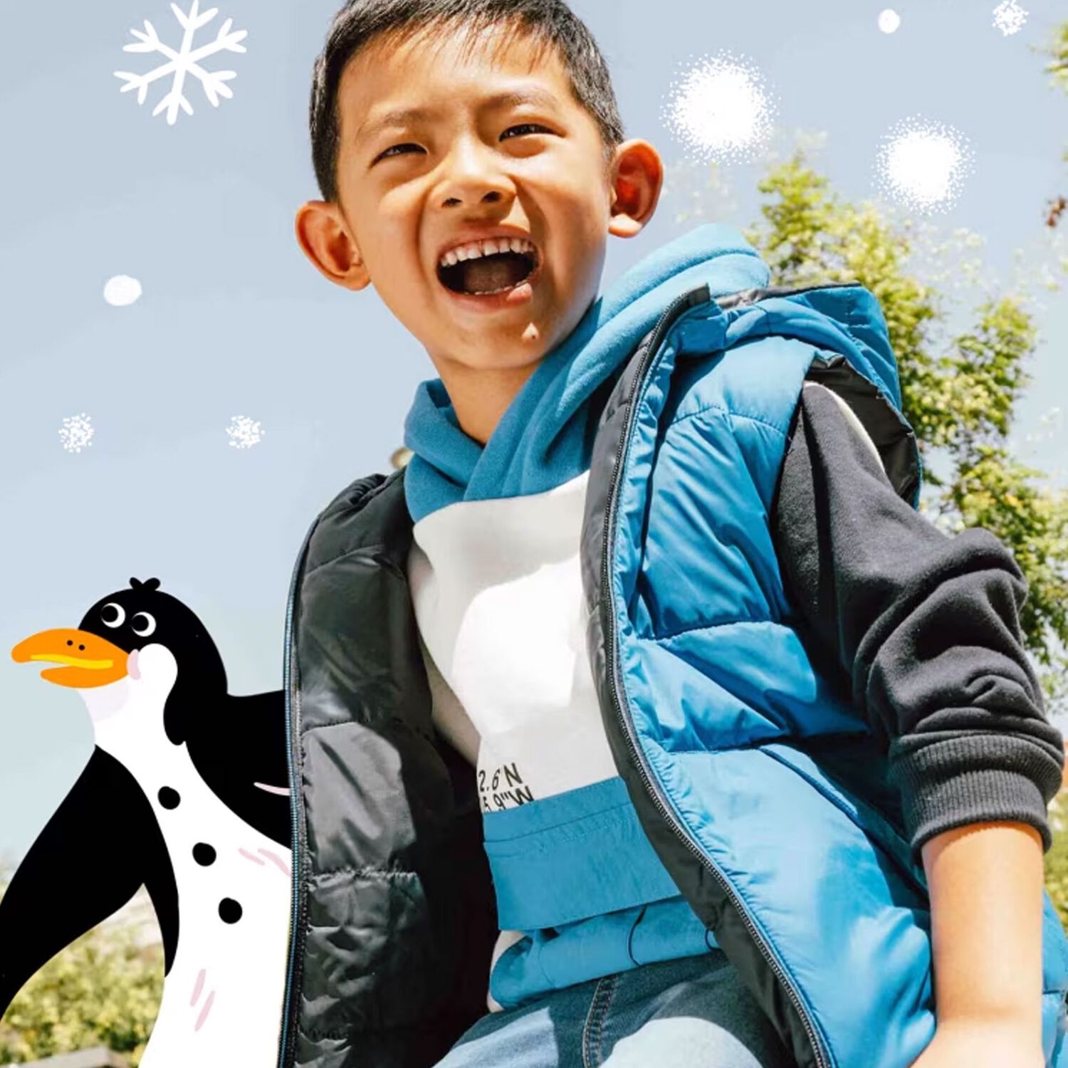 Boys Navy Blue & Blue Reversible Padded Gilet, 1, hi-res image number null