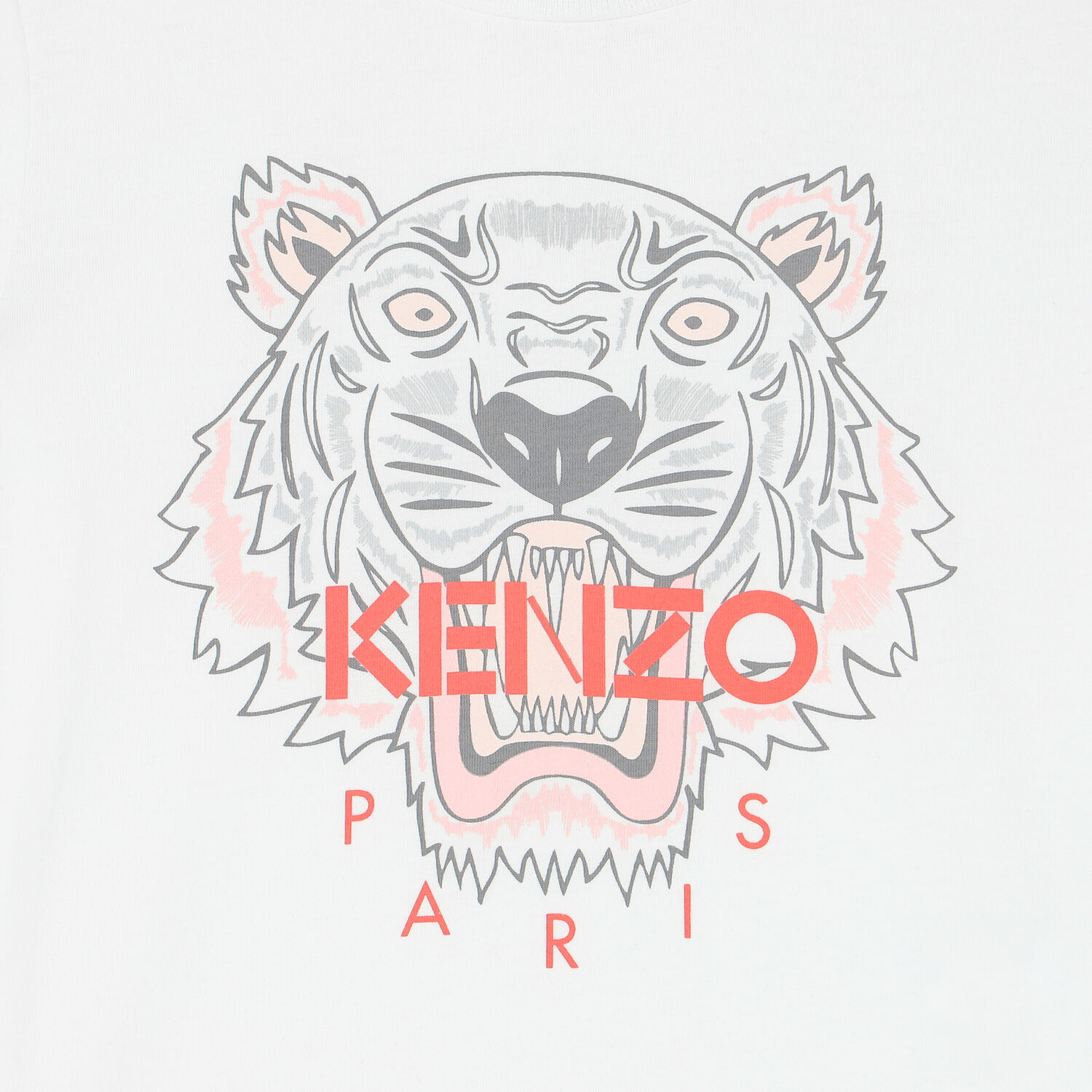 تيشيرت بطبعة نمر باللون الأبيض للبنات, 1, hi-res