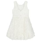 Girls White 3D Rosette Dress, 1, hi-res