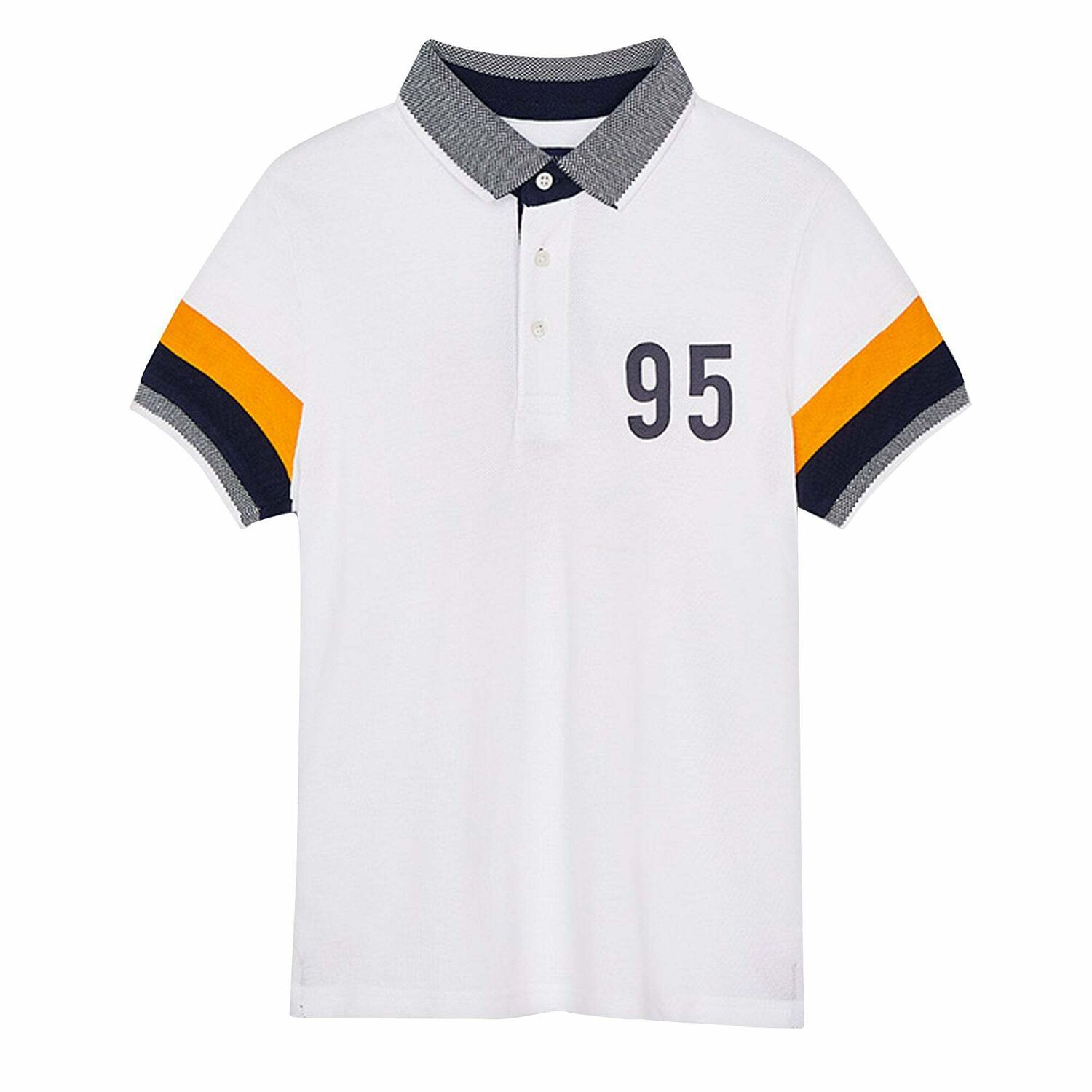 Boys White Cotton Polo Shirt, 2, hi-res image number null