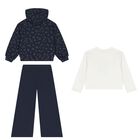 Girls White & Navy Blue Printed Tracksuit ( 3 Piece ), 1, hi-res