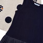 Girls Beige & Navy Blue Dress Set, 1, hi-res