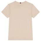 Boys Beige Logo T-Shirt, 4, hi-res