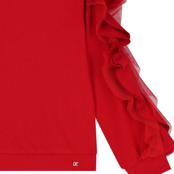 Girls Red Ruffled Sweatshirt