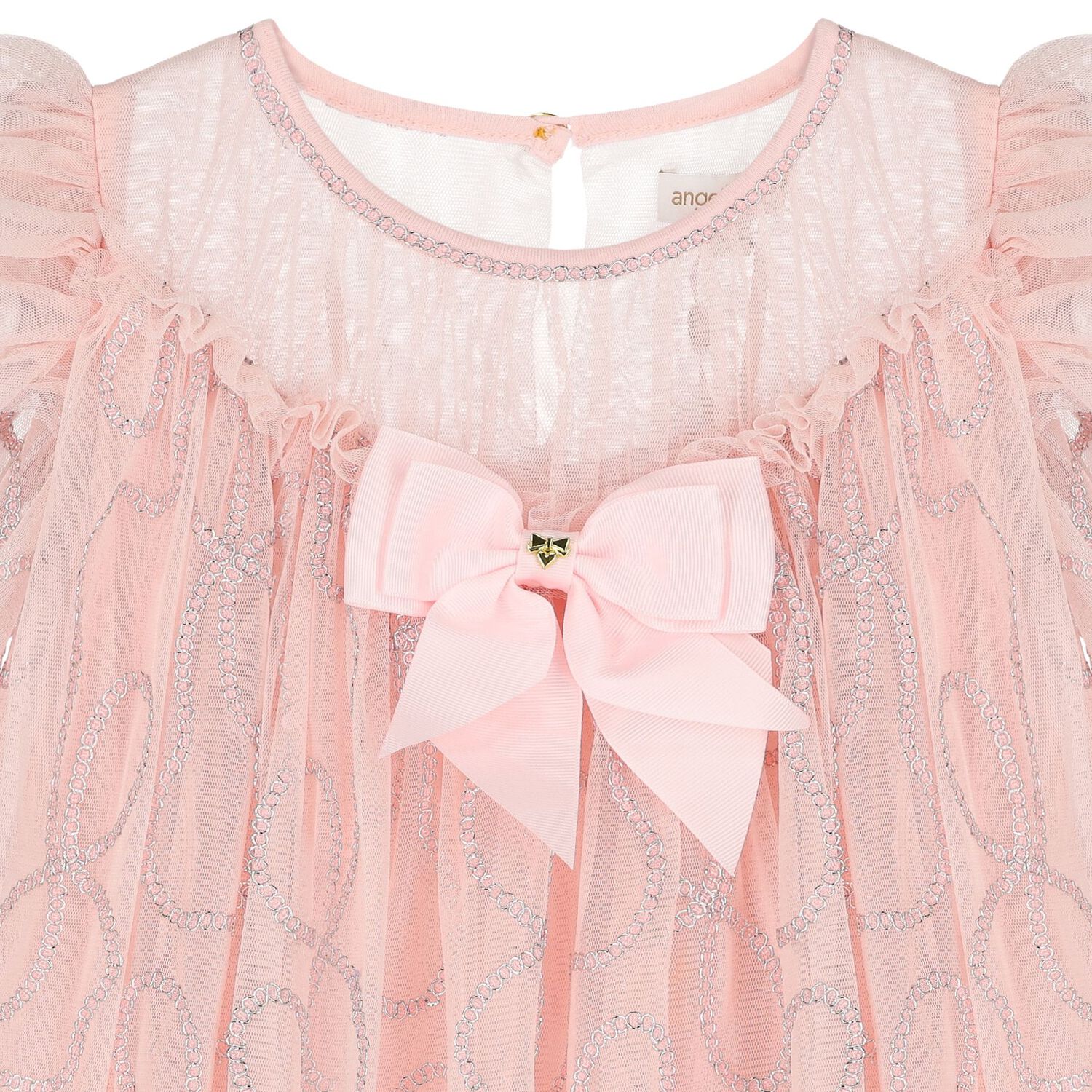 Girls Pink Embellished Tulle Dress, 1, hi-res