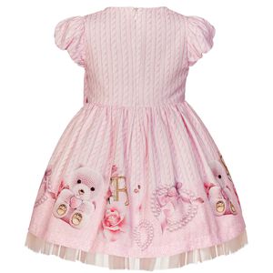 Girls Pink Teddy Bear Cotton Dress