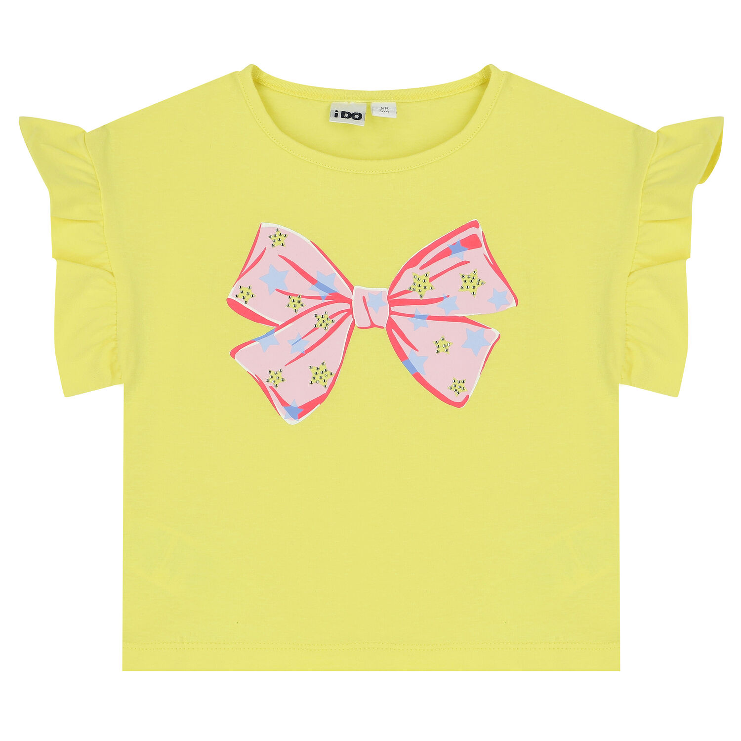 طقم تيشيرت وشورت بنات باللون الاصفر والابيض, 1, hi-res