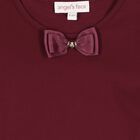Girls Burgundy Bow Aubrey Long Sleeve Top, 2, hi-res