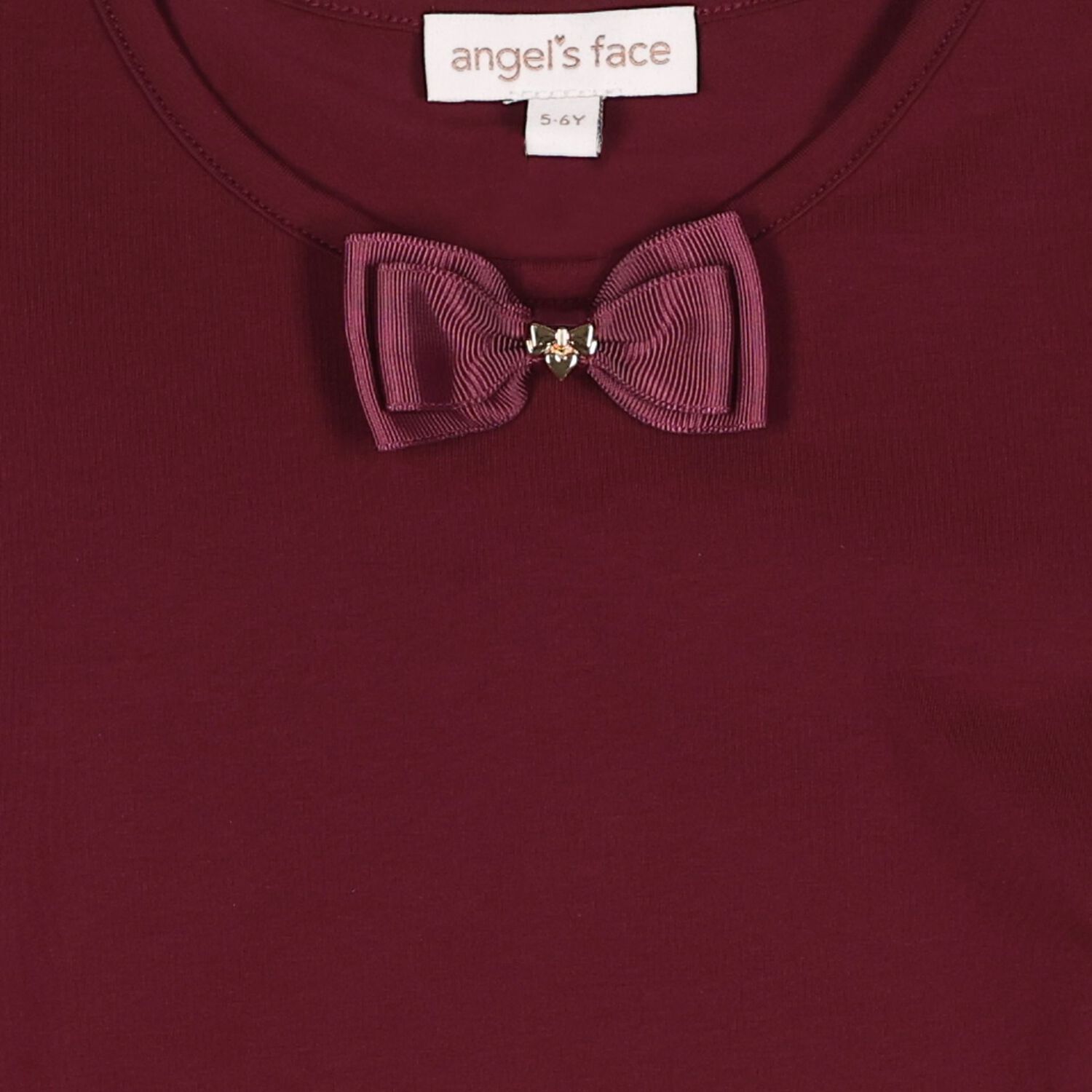 Girls Burgundy Bow Aubrey Long Sleeve Top, 2, hi-res