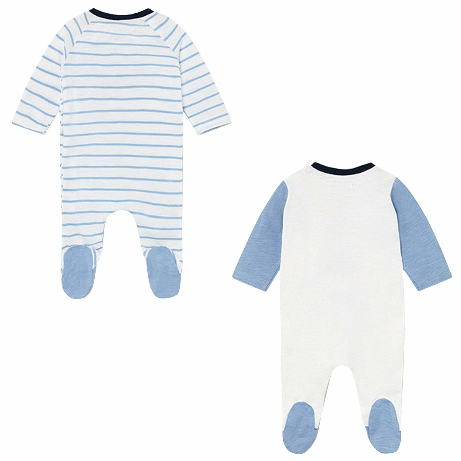 Boys White & Blue Babygrows ( 2 Pack ), 1, hi-res image number null