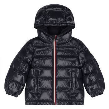 Younger Boys Navy Blue Logo Puffer Jacket