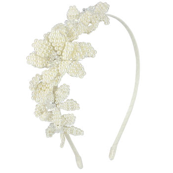 Girls Ivory Embellished Beaded Hairband