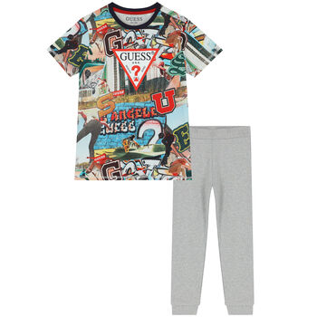 Boys Multi-Colored Logo Trousers Set