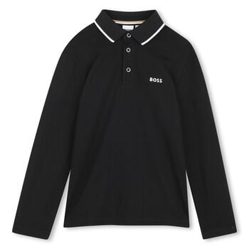 Boys Black Logo Polo Shirt