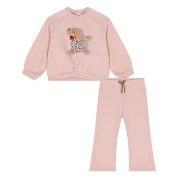 Younger Girls Pink Dog Tracksuit