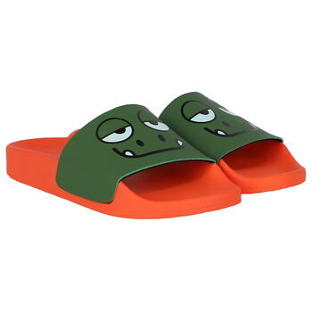 Boys Green & Orange Gecko Sliders