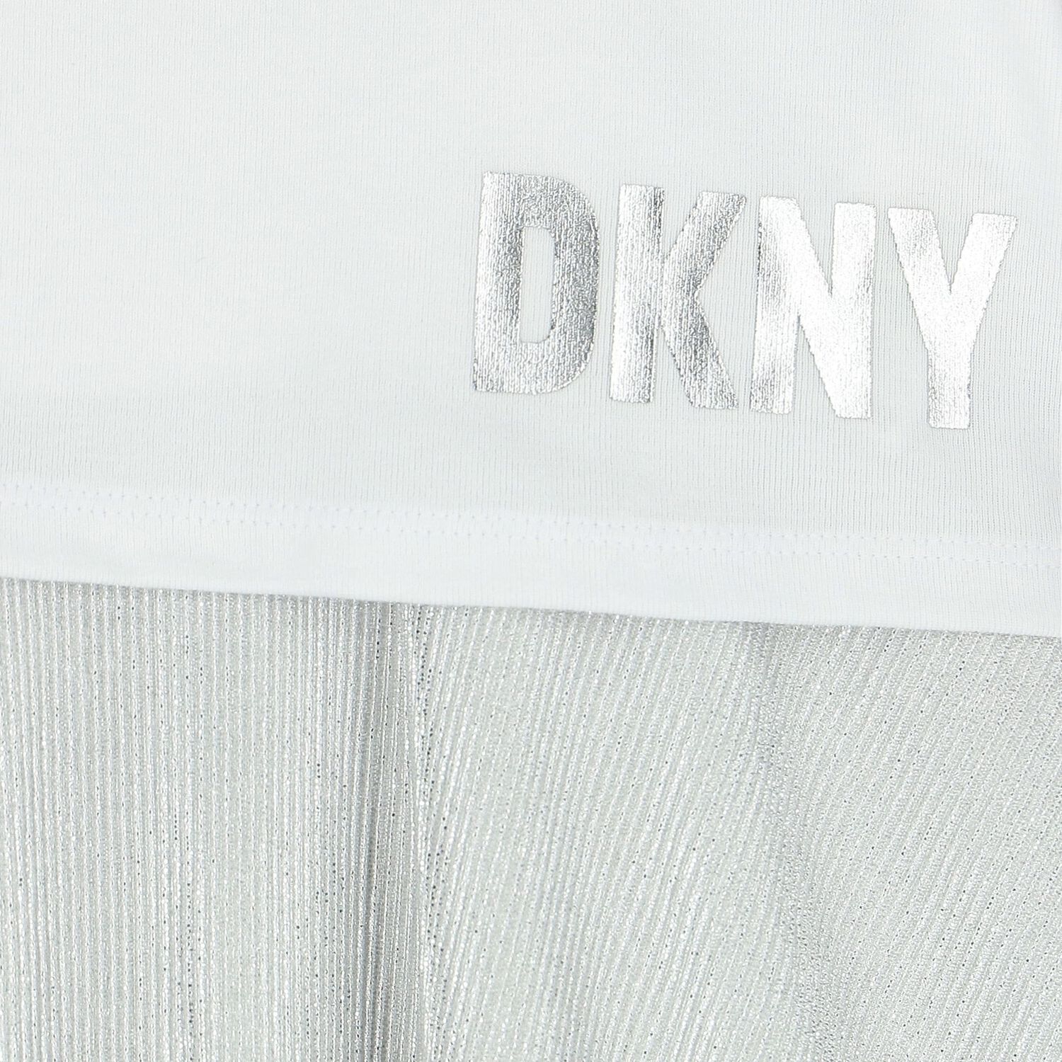 فستان بنات 2 في 1 باللون الفضي والأبيض, 1, hi-res