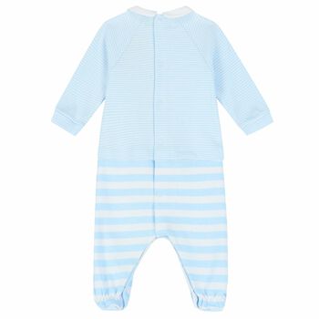 Baby Boys Blue & White Striped Babygrow
