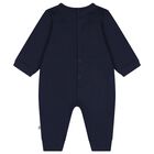 Baby Boys Navy Blue & Gold Logo Romper, 2, hi-res