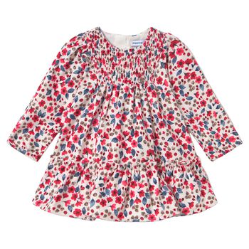 Younger Girls White & Red Floral Dress