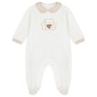 White & Beige Teddy Bear Babygrow, 1, hi-res