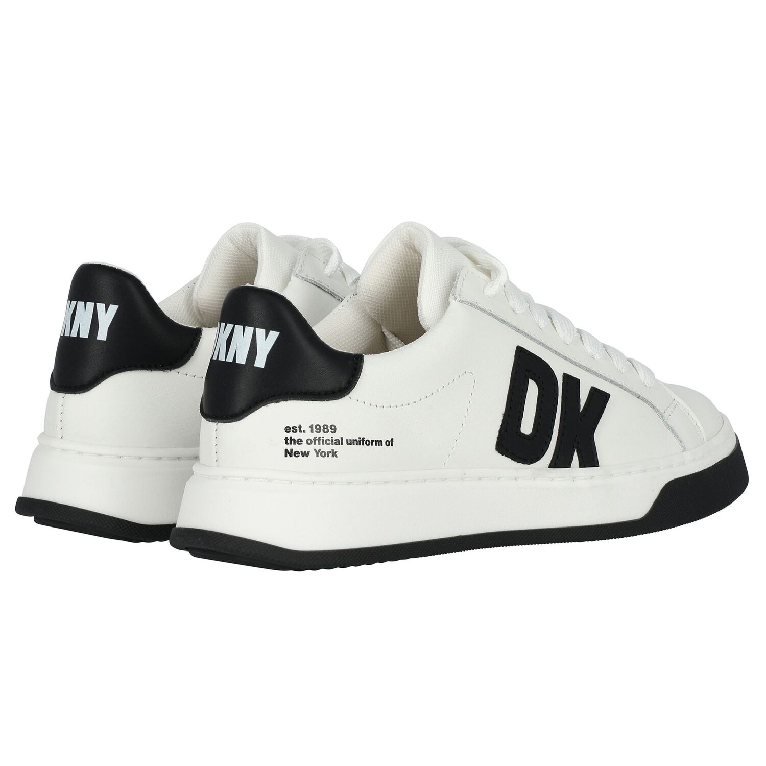 White & Black Leather Logo Trainers, 1, hi-res image number null