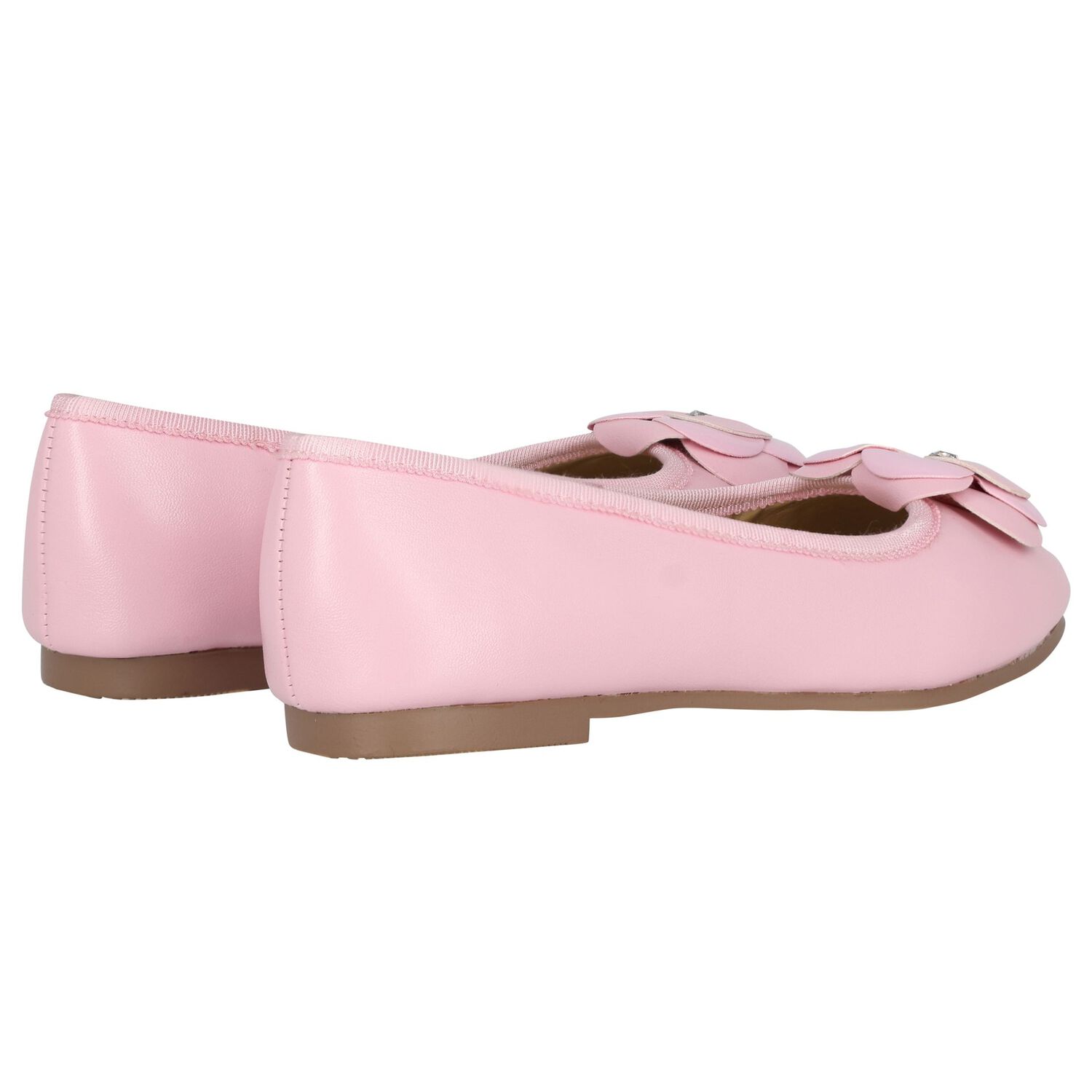 Girls Pink Flower Leather Shoes, 2, hi-res image number null