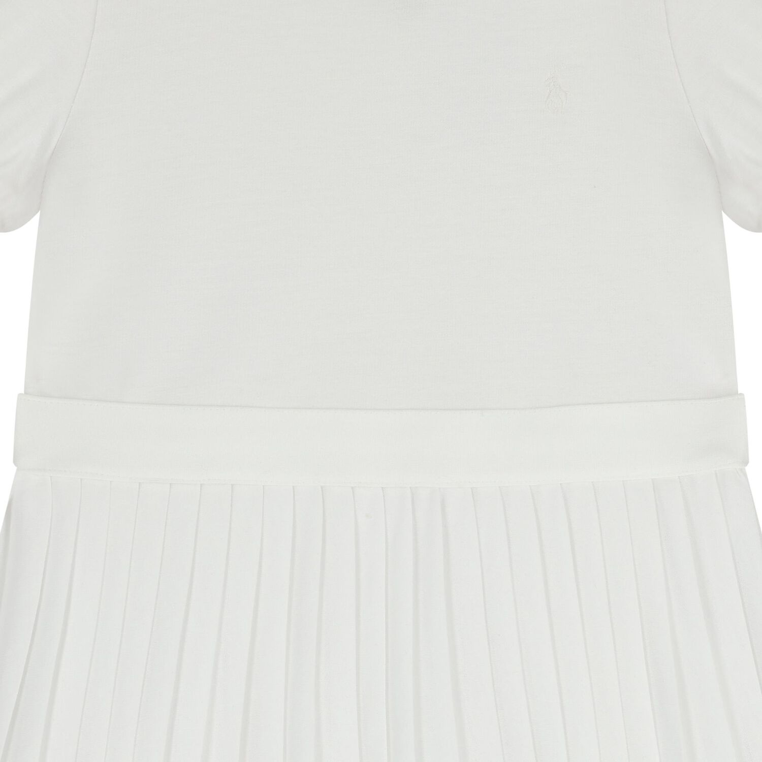 Girls White Logo Pleated Dress, 1, hi-res