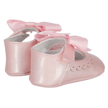 حذاء ما قبل المشي بفيونكة باللون الوردي للبنات