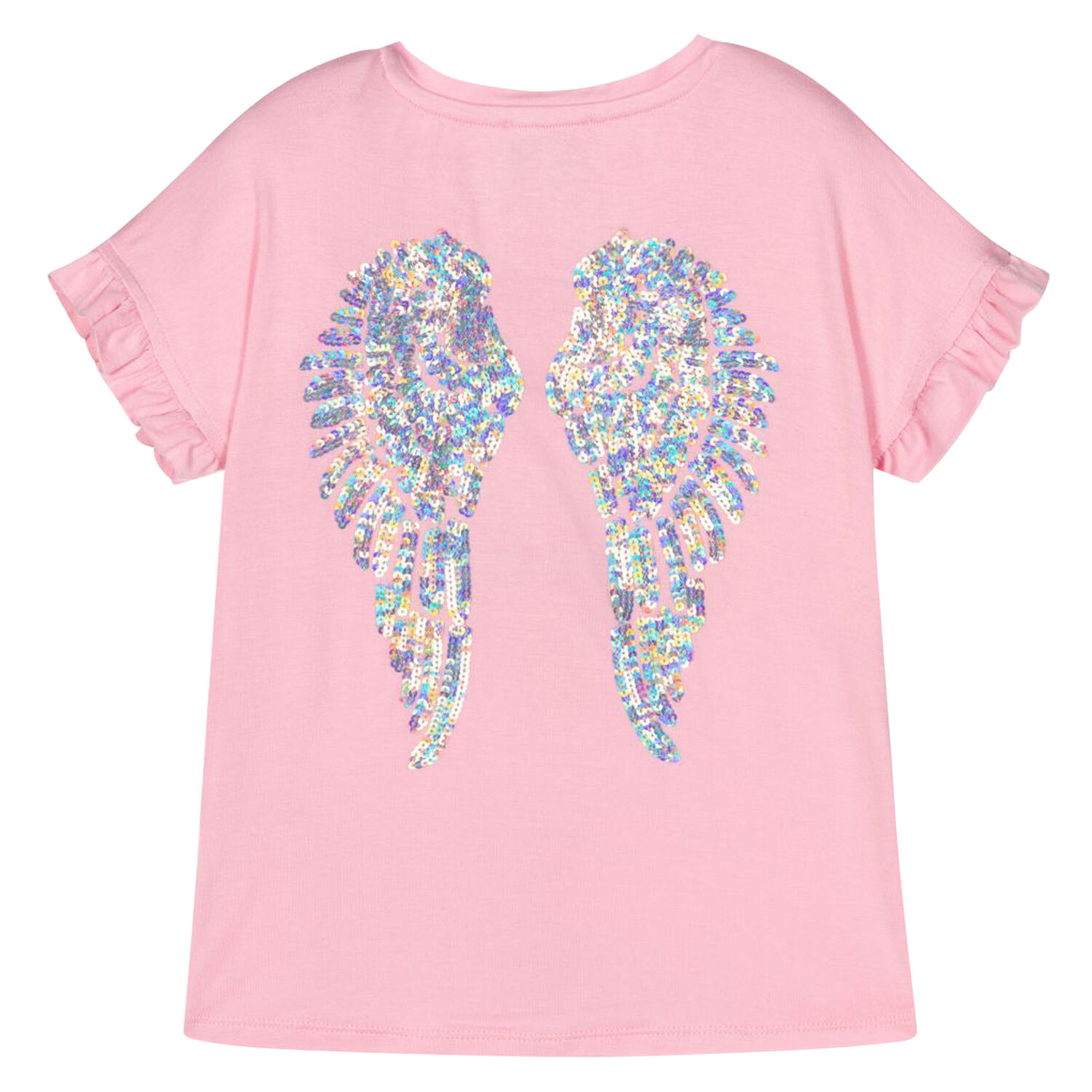 Girls Pink Sequin Wings T-Shirt, 2, hi-res image number null