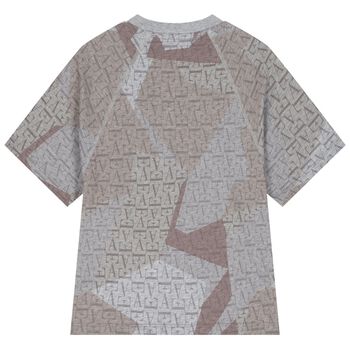 Boys Grey & Beige Logo T-Shirt