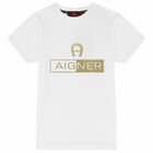 Boys White Logo T-Shirt, 1, hi-res