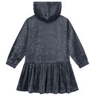 Girls Grey Dot Hooded Dress, 1, hi-res