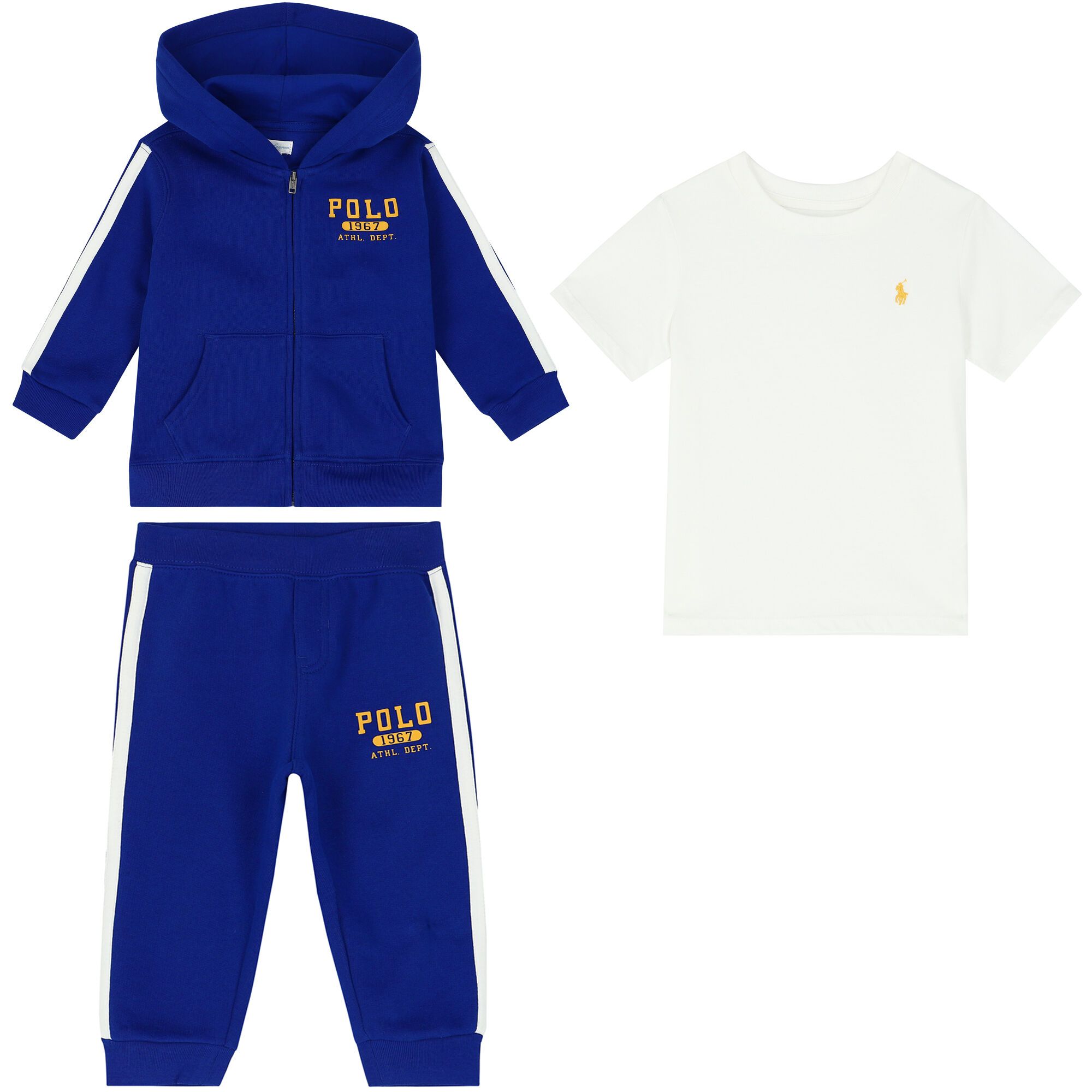 Ralph Lauren Baby Boys Blue White Logo 3 Piece Tracksuit Junior Couture