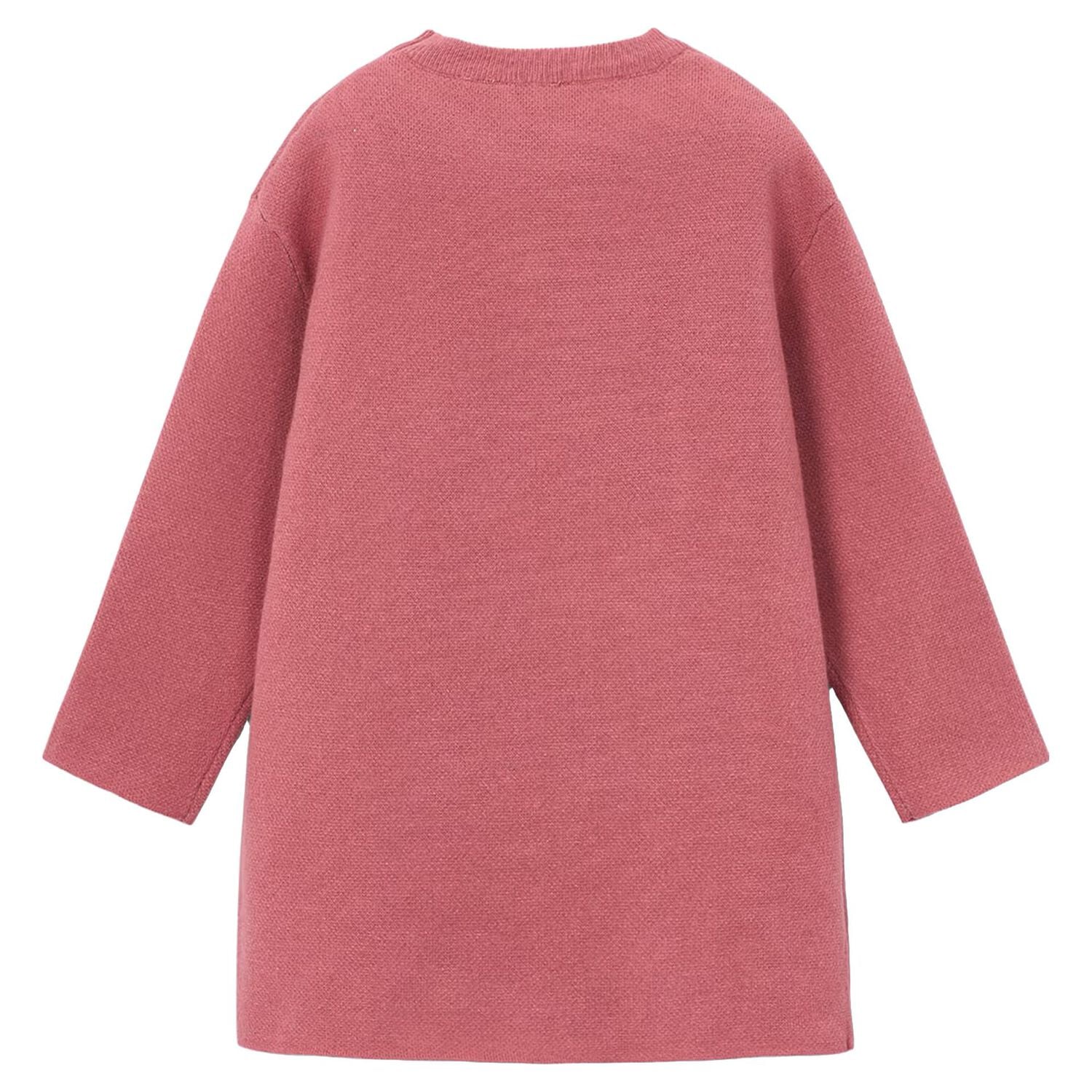 Girls Pink Fox Knitted Dress Set, 1, hi-res