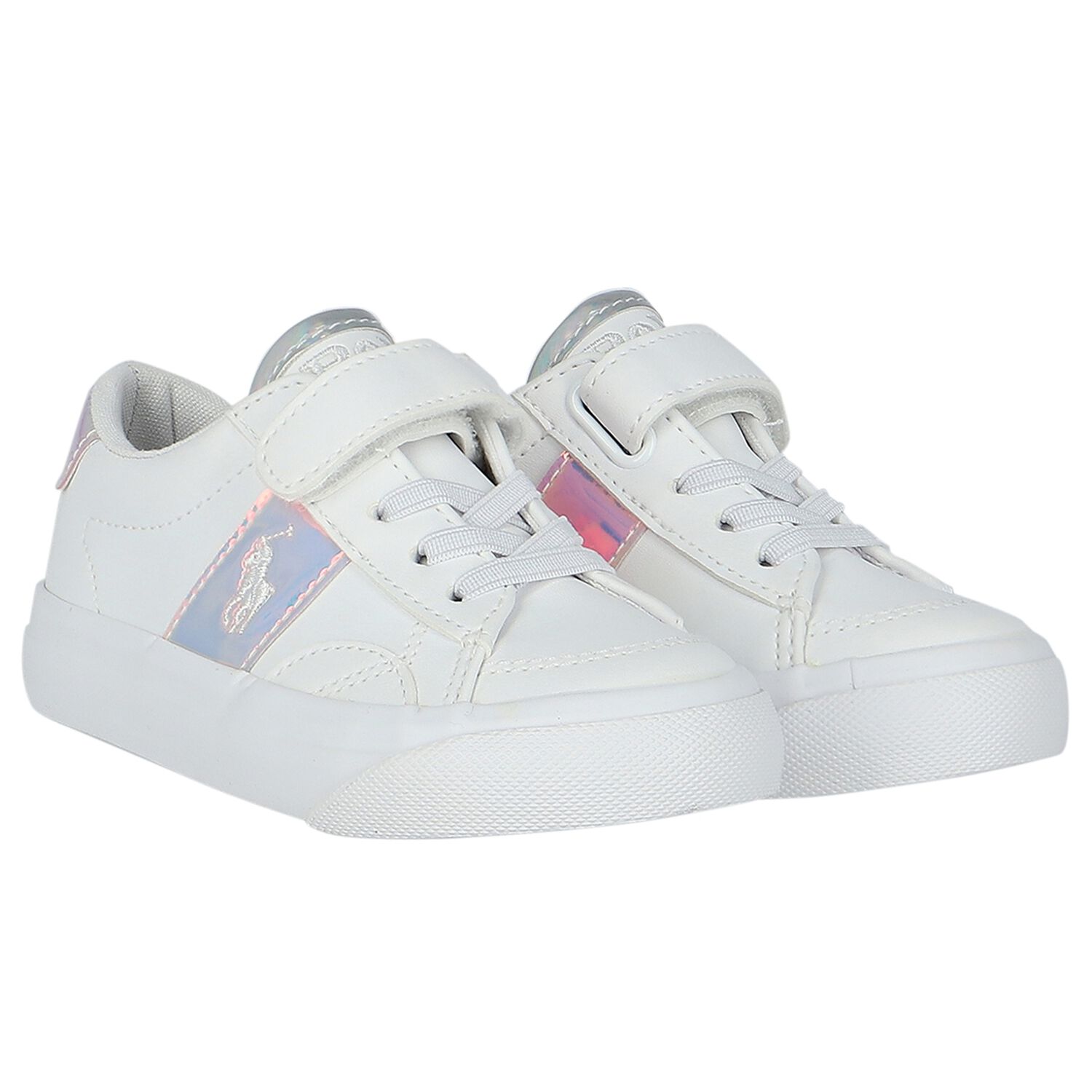 Girls White Logo Trainers, 1, hi-res image number null