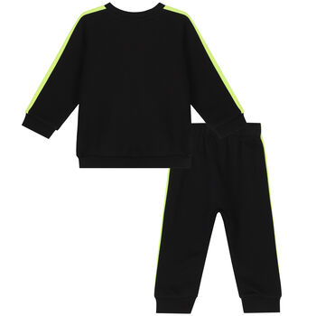 Younger Boys Black & Green Logo Tracksuit