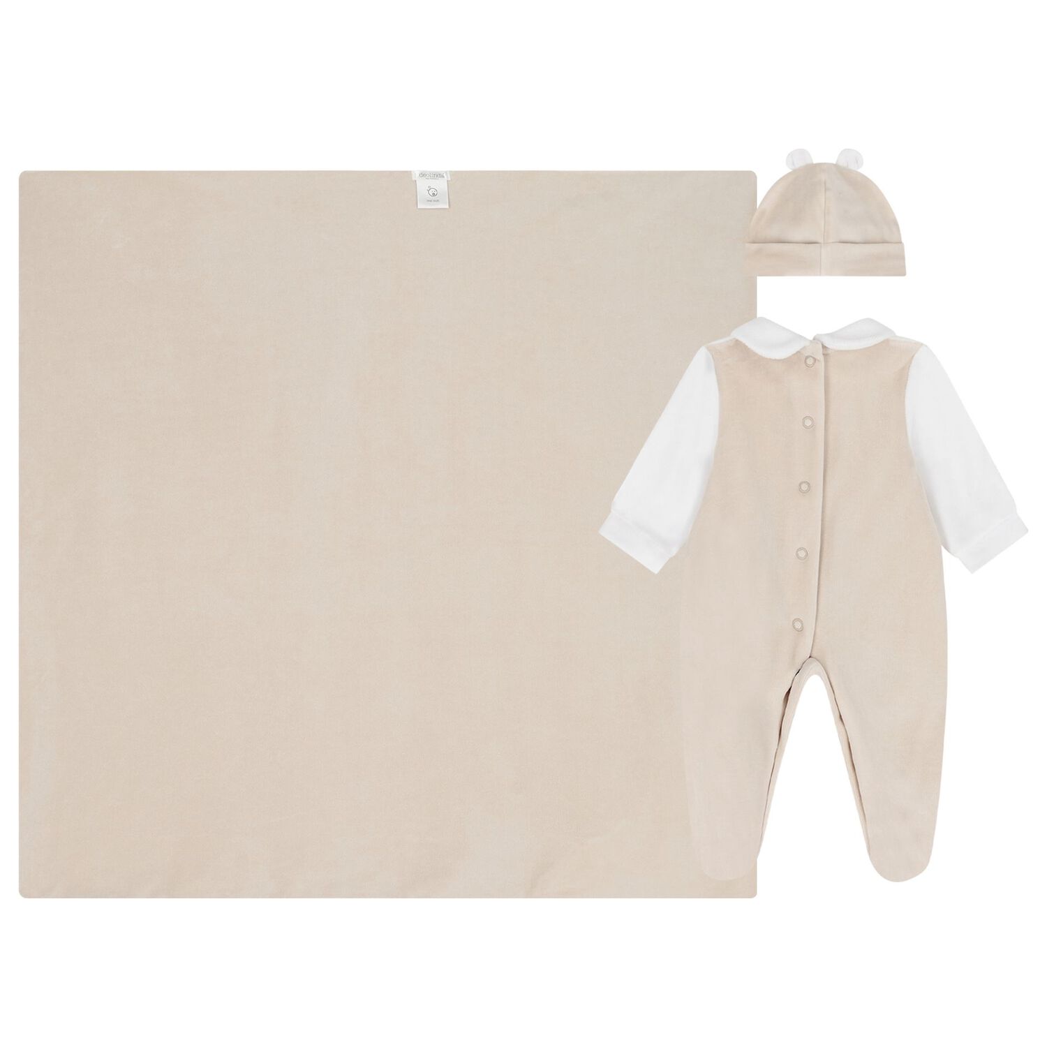 White & Beige Teddy Bear Babygrow Gift Set, 1, hi-res