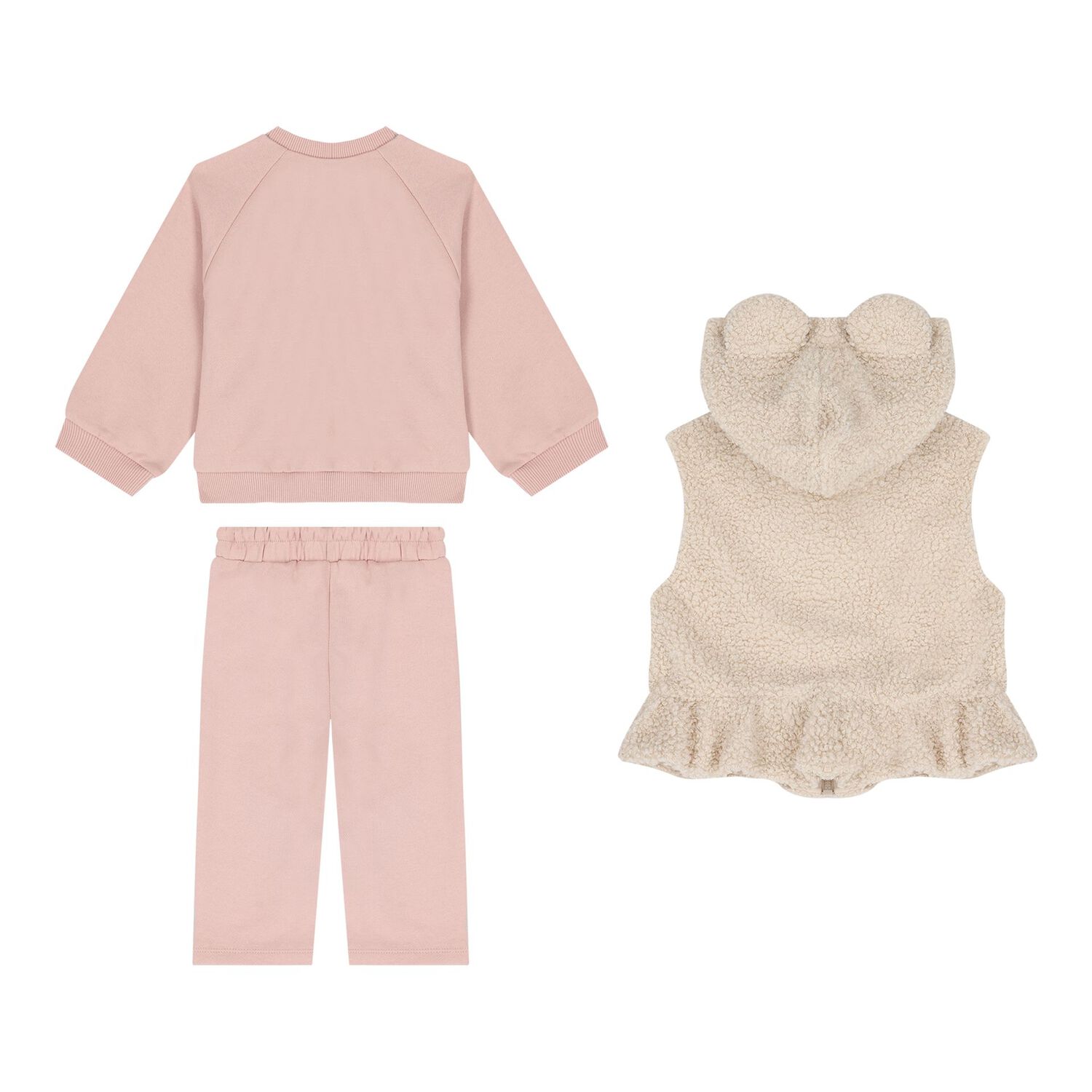 Baby Girls Pink & Beige Tracksuit Set, 1, hi-res