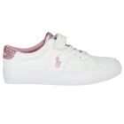 Girls White & Pink Logo Trainers, 1, hi-res