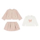 Younger Girls Pink Tweed Knit Skirt Set, 1, hi-res